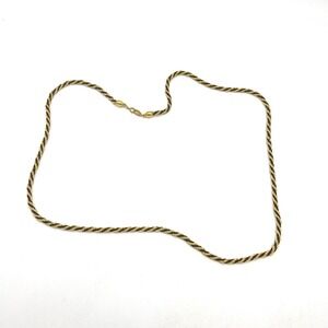 Trifari Gold and Black‎ Twisted Rope Chain Necklace 28 Inch Lobster Clasp